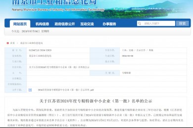 熱烈祝賀我司獲批江蘇省2024年度專(zhuān)精特新中小企業(yè)